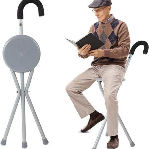 Adjustable Folding Portable Aluminum Walking Stick Chair